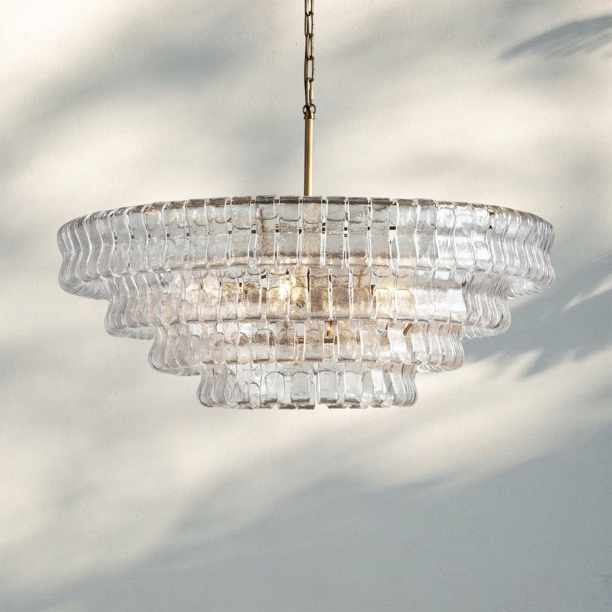 Ghiaccio Glass Round Chandelier 24" 36" 48" 60" - 4 - Tier 36"BrassClear-Kavker