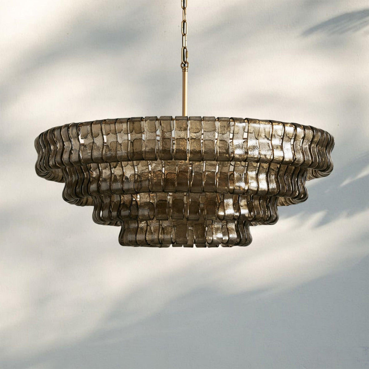 Ghiaccio Glass Round Chandelier 24" 36" 48" 60" - 4 - Tier 36"BrassSmoke-Kavker