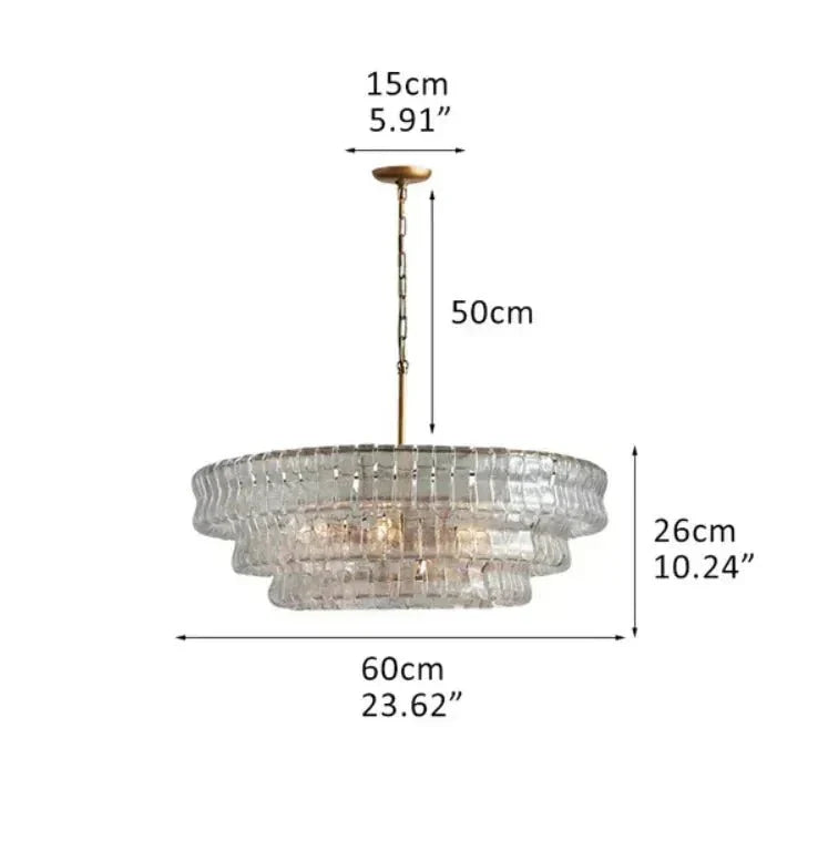 Ghiaccio Glass Round Chandelier 24" 36" 48" 60" - 6 - Tier 60"BrassClear-Kavker