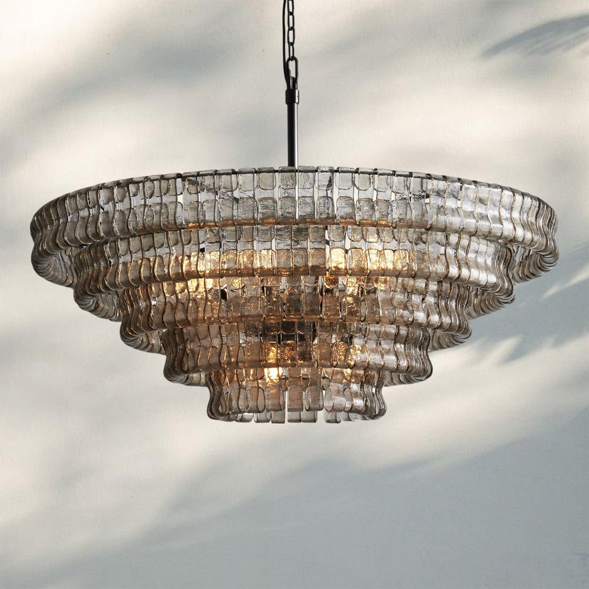 Ghiaccio Glass Round Chandelier 24" 36" 48" 60" - 5 - Tier 48"BronzeSmoke-Kavker