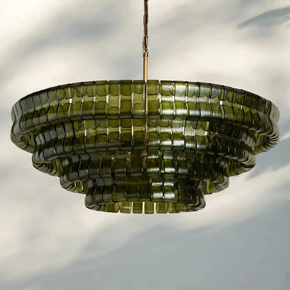 Ghiaccio Glass Round Chandelier 24" 36" 48" 60" - 4 - Tier 36"BrassGreen-Kavker