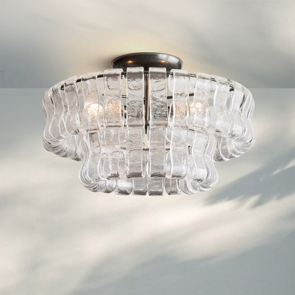 Ghiaccio Modern Glass Flushmount - Matte BlackClear-Kavker