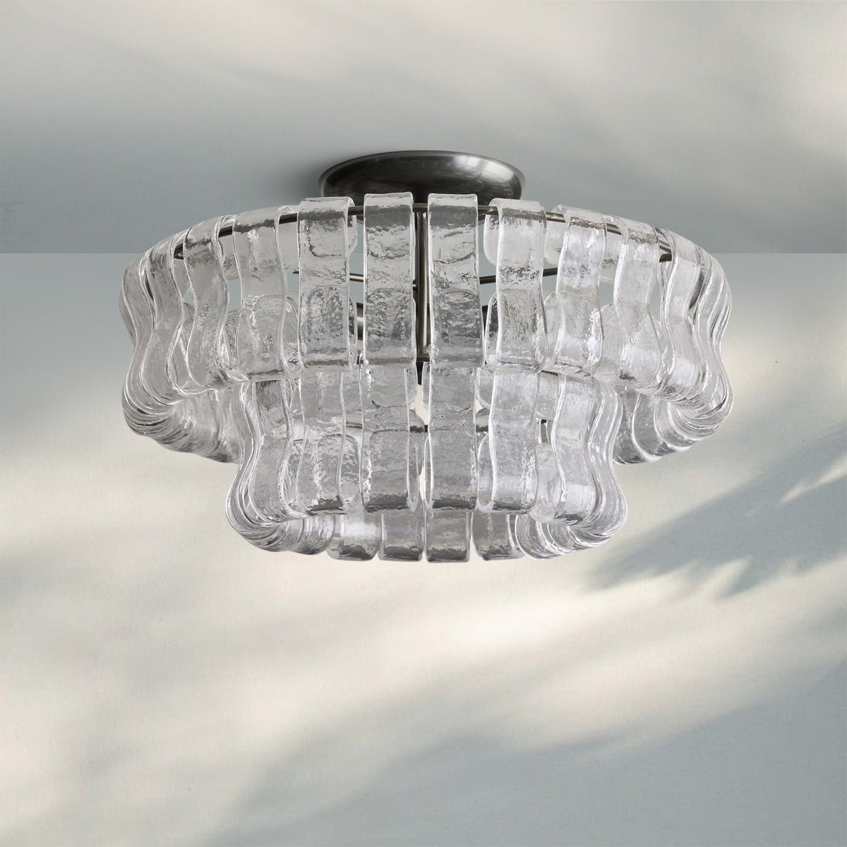 Ghiaccio Modern Glass Flushmount - Matte BlackClear-Kavker