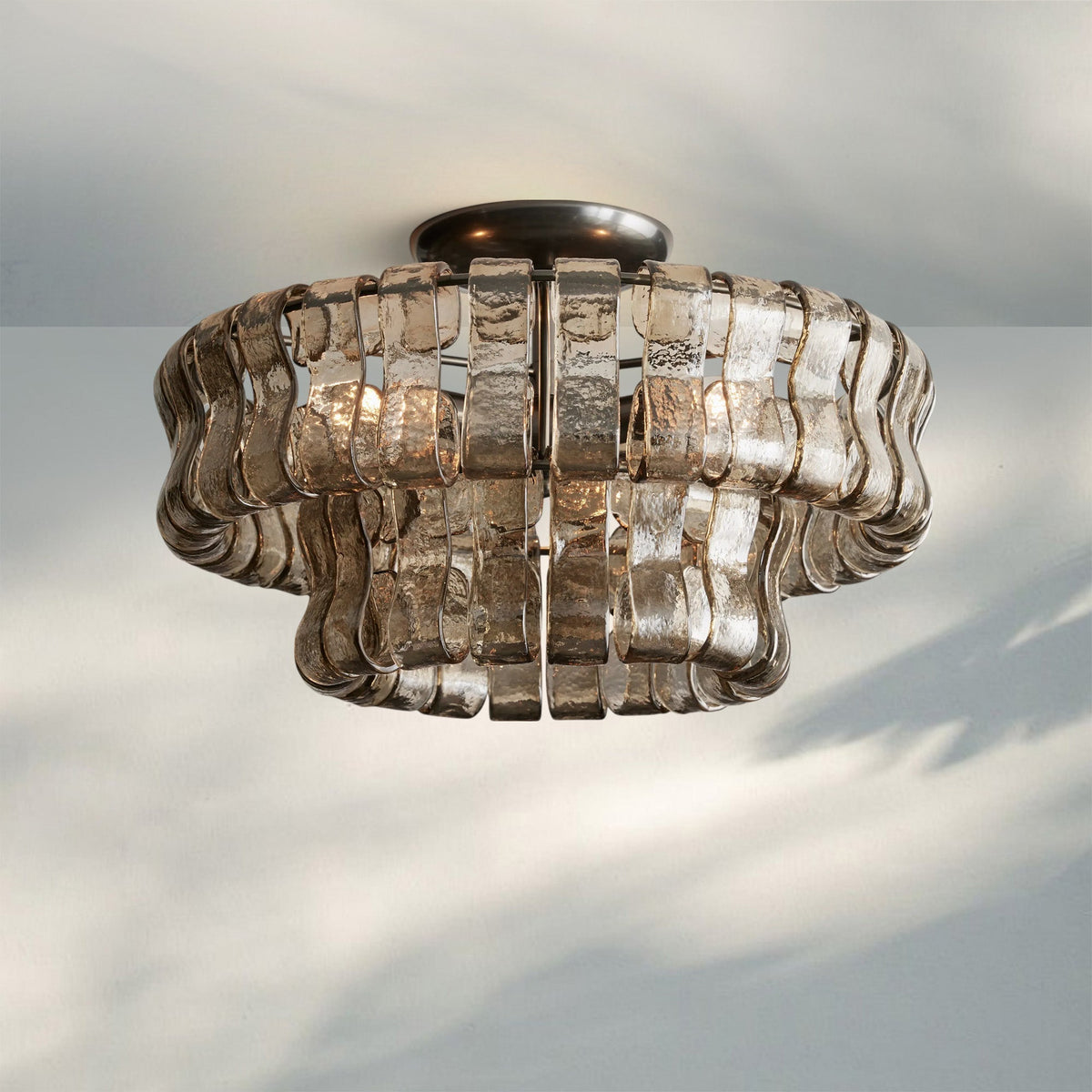 Ghiaccio Modern Glass Flushmount - Matte BlackSmoke-Kavker