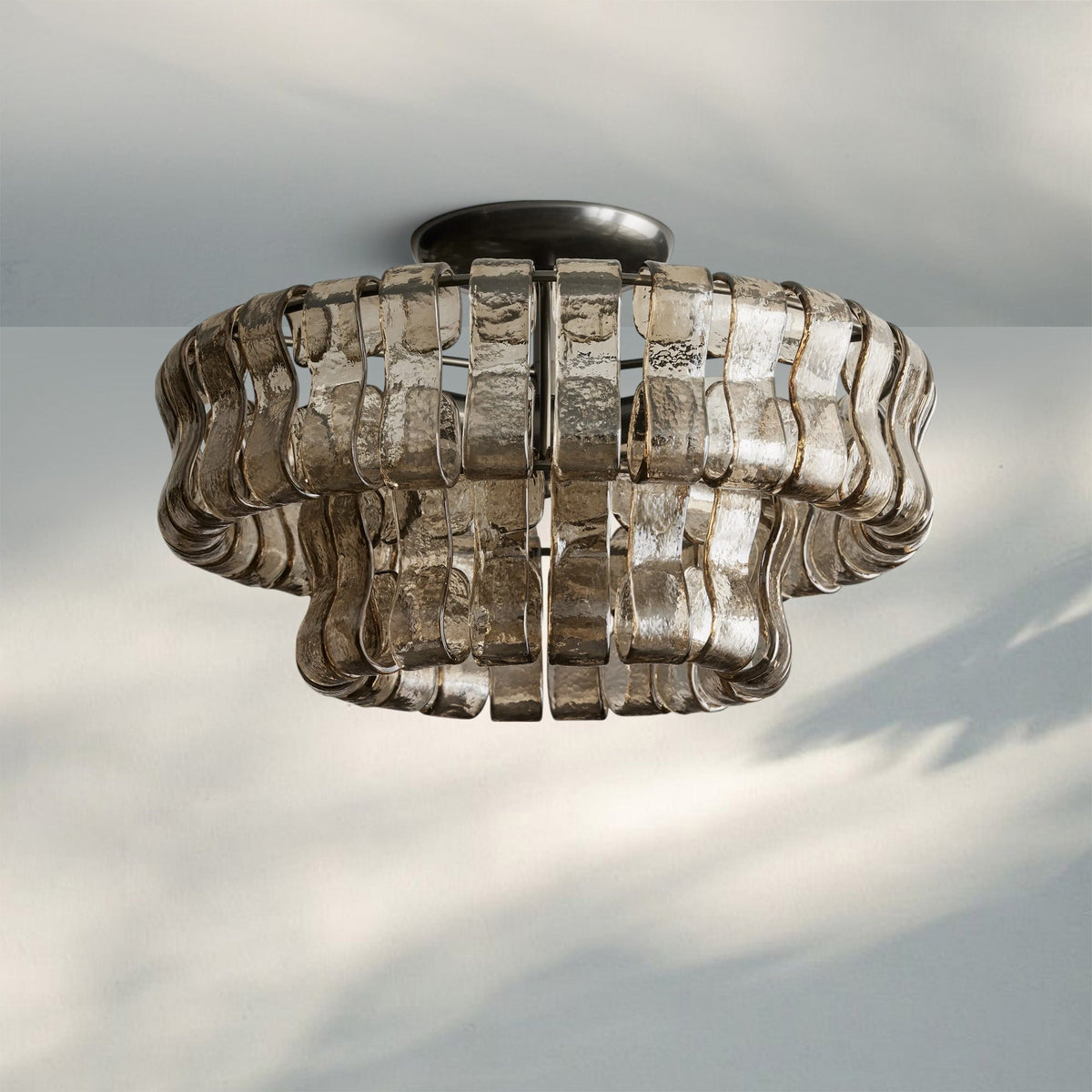 Ghiaccio Modern Glass Flushmount - Matte BlackSmoke-Kavker