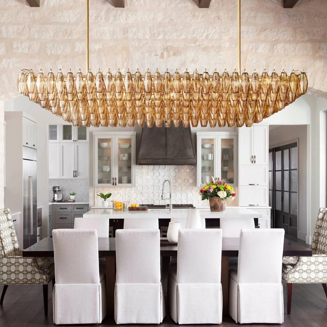 Smoke Glass Rectangular Chandelier
