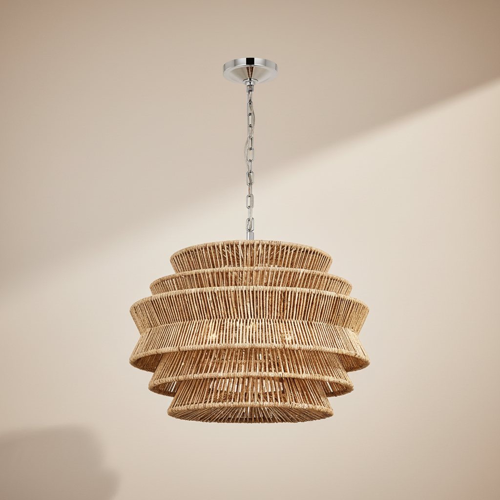 Antigua Drum Rattan Chandelier