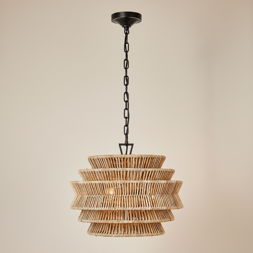 Antigua Drum Rattan Chandelier