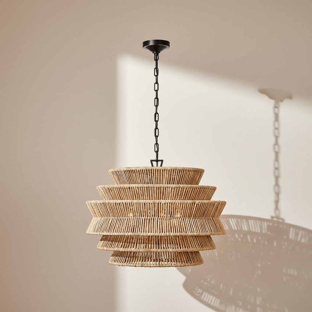 Antigua Drum Rattan Chandelier