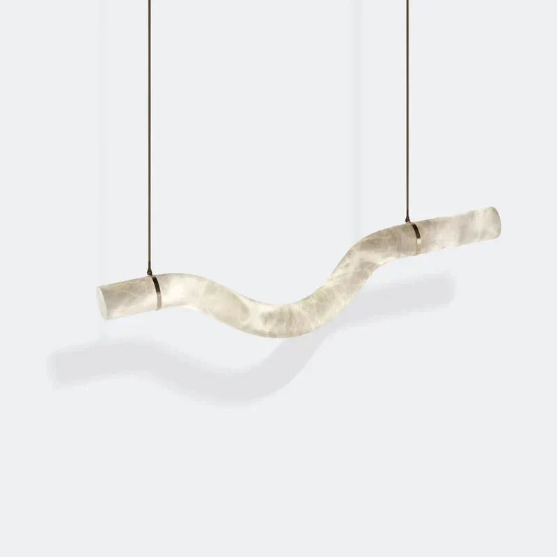 Liberty Curved Pendant Alabaster Chandelier, Pendant Light Over Dining Table - Style ABrassKavker