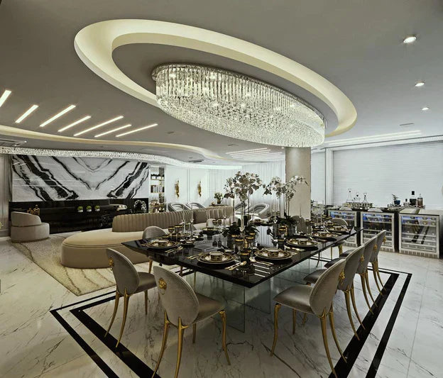 Light Luxury Round/Oval Flush Mount Crystal Chandelier-Chandeliers-Kavker-Kavker