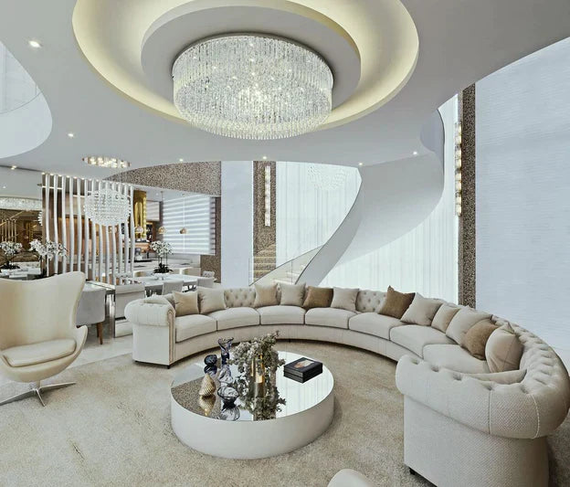 Light Luxury Round/Oval Flush Mount Crystal Chandelier-Chandeliers-Kavker-Kavker