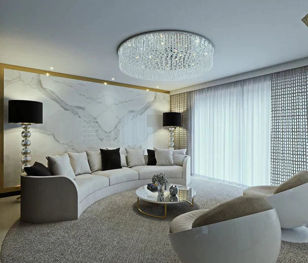 Light Luxury Round/Oval Flush Mount Crystal Chandelier-Chandeliers-Kavker-Kavker