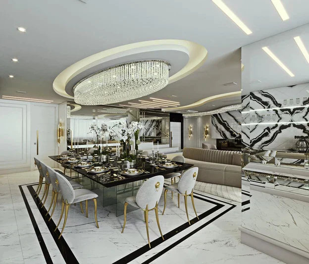 Light Luxury Round/Oval Flush Mount Crystal Chandelier-Chandeliers-Kavker-Kavker