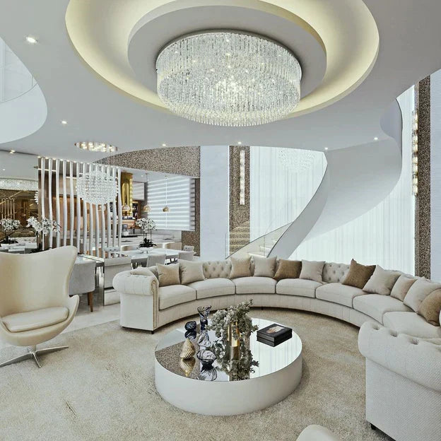 Light Luxury Round/Oval Flush Mount Crystal Chandelier-Chandeliers-Kavker-Kavker