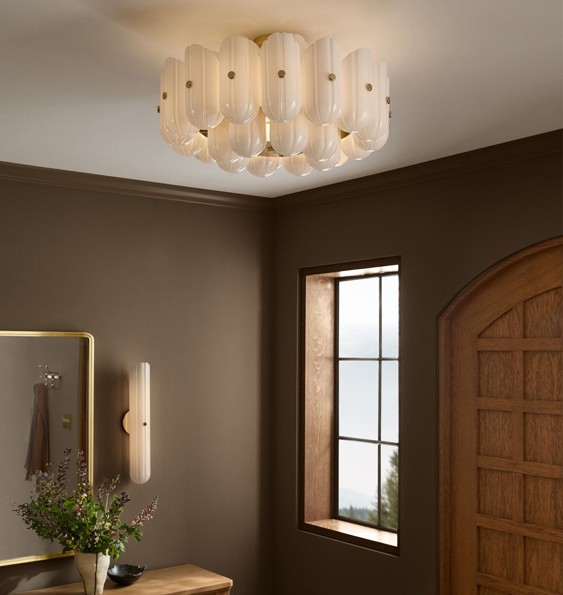 Lorna LED Double Tier Flush Mount 25" - Aged BrassKavker