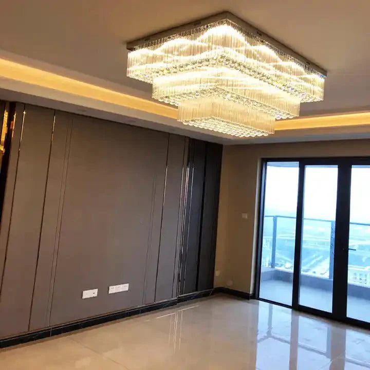Modern Extra 2/3 Tiered Flush Mount Crystal Chandelier for Large Area-Chandeliers-Kavker-Kavker