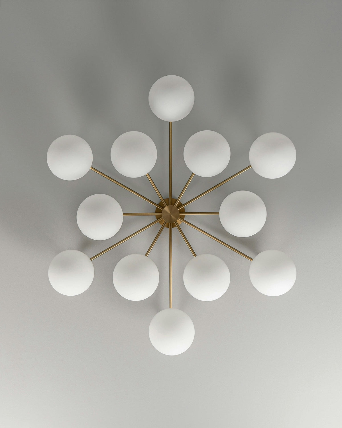 Orion Oval Flush Mount Base Chandelier Ø47.8″ - Lacquered burnished brassSoda Lime Triplex Opal Matte GlassKavker