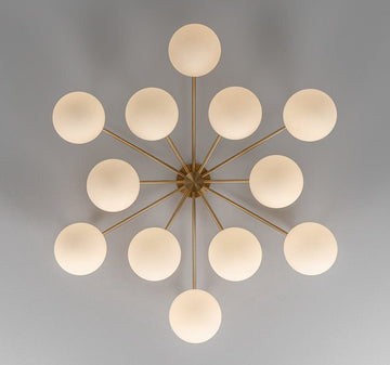 Orion Oval Flush Mount Base Chandelier Ø47.8″ - Lacquered burnished brassSoda Lime Triplex Opal Matte GlassKavker