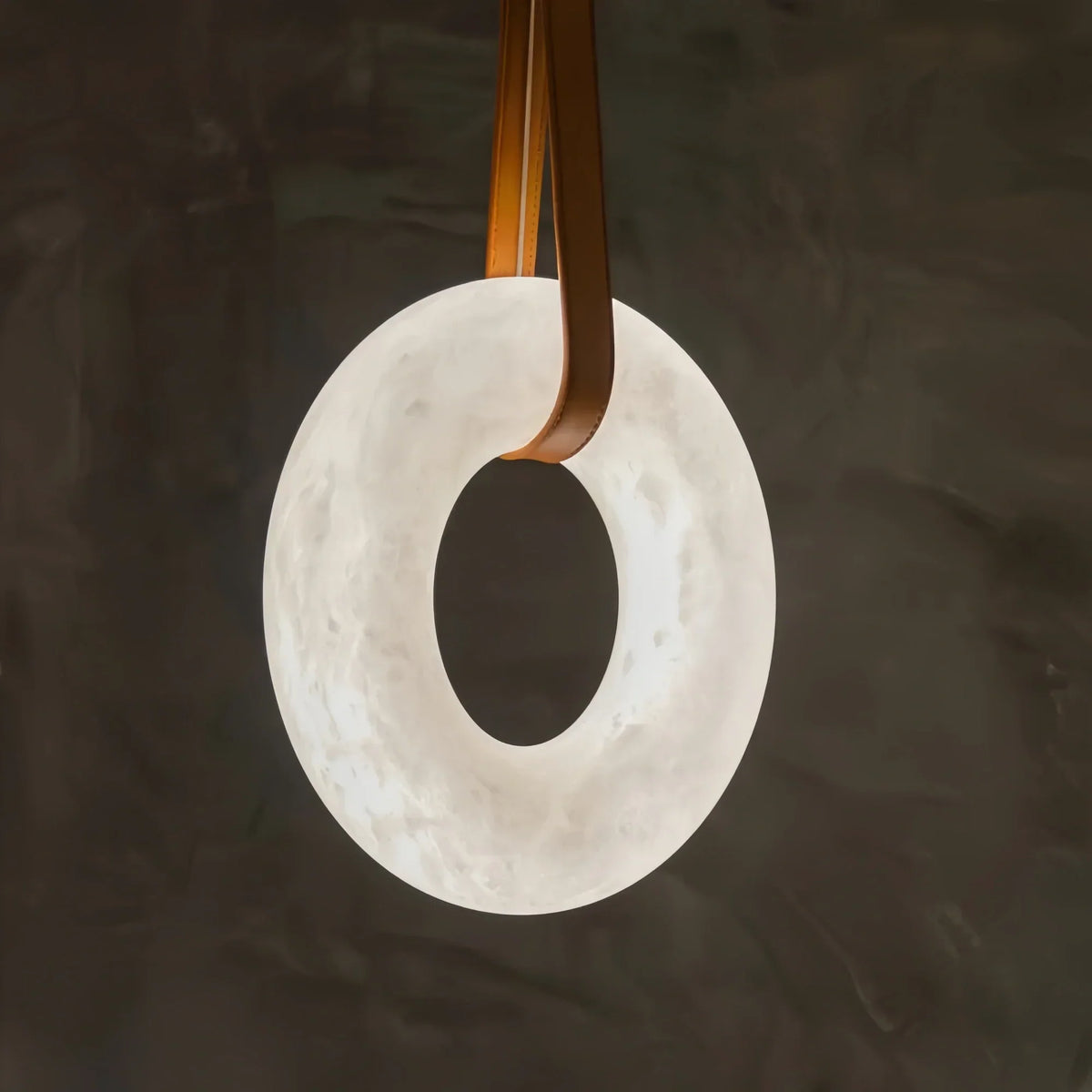 Oslo L1P Pendant Alabaster Chandelier, Halo Ring Chandelier With canopy Over Dining Table-Chandelier-Kavker