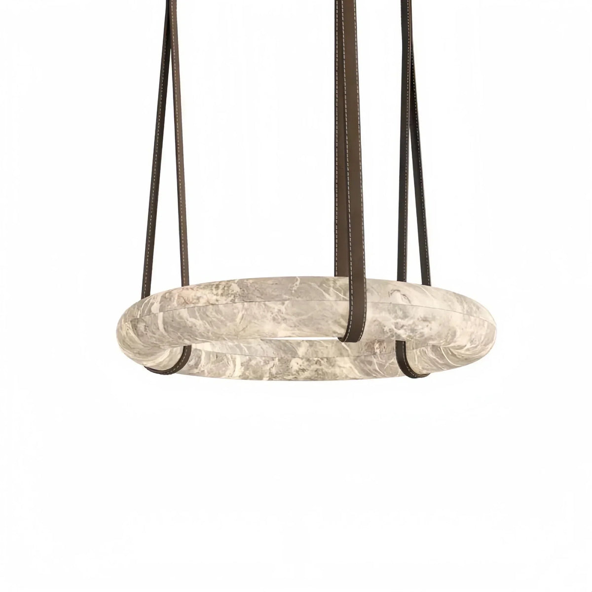 Oslo L1P Pendant Alabaster Chandelier, Halo Ring Chandelier With canopy Over Dining Table-Chandelier-19.7" D Single Ring-Kavker