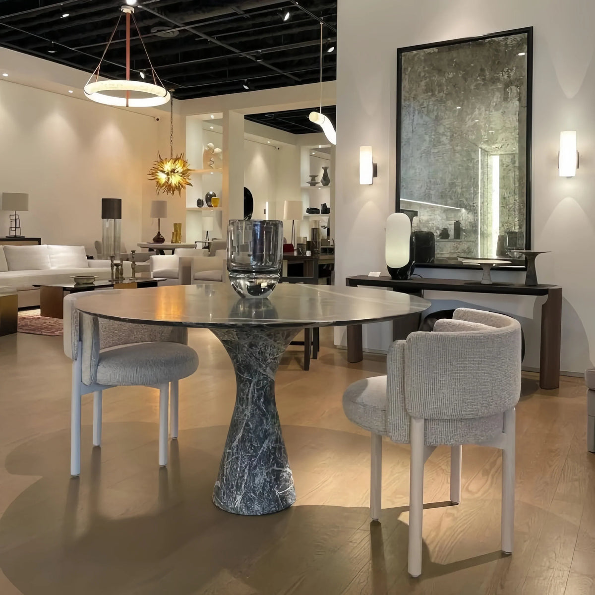 Oslo L1P Pendant Alabaster Chandelier, Halo Ring Chandelier With canopy Over Dining Table-Chandelier-Kavker