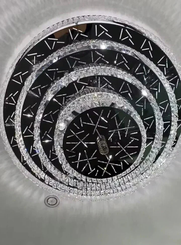 Oversized Modern Creative Flush Mount Round Multi-layers Crystal Pendant Chandelier for Living/Dining Room/Hallway-Kavker-Kavker