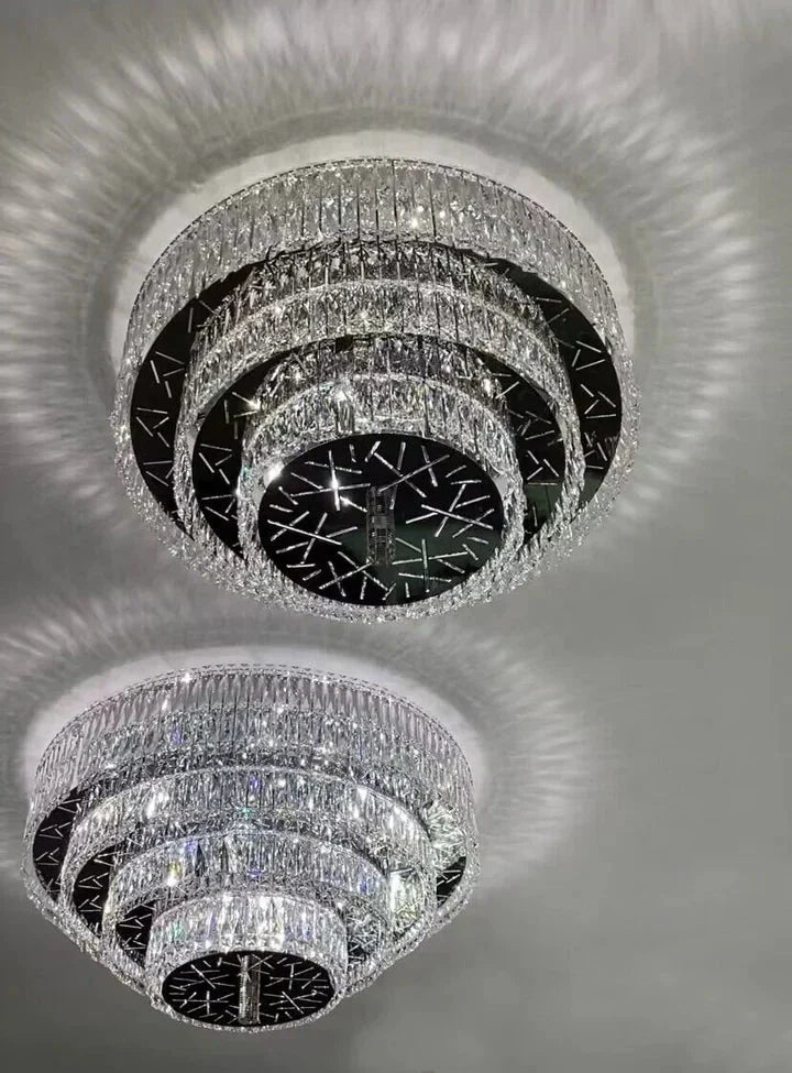 Oversized Modern Creative Flush Mount Round Multi-layers Crystal Pendant Chandelier for Living/Dining Room/Hallway-Kavker-Kavker