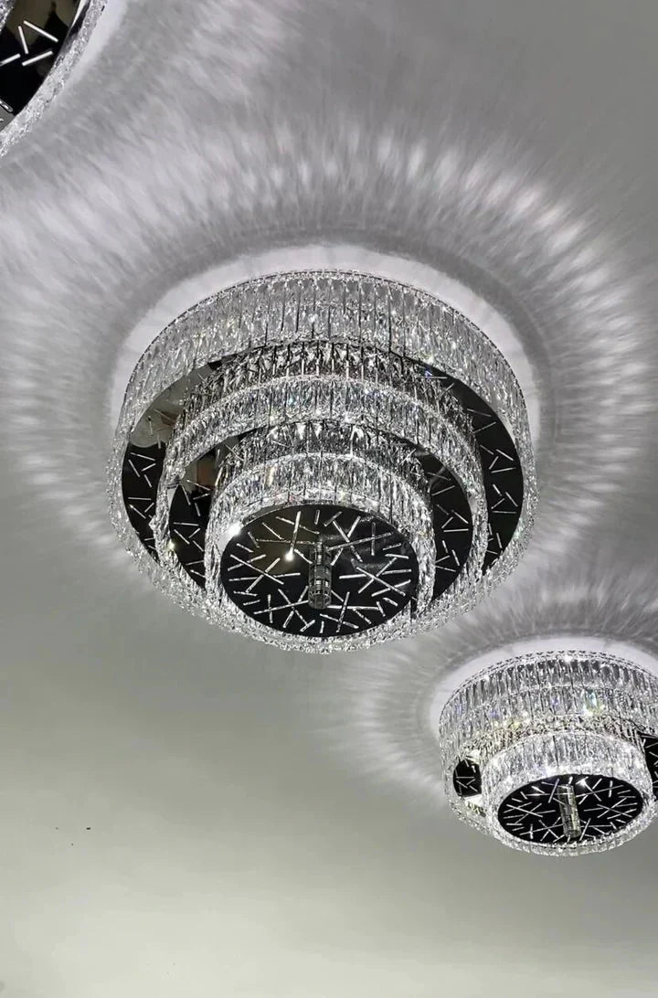 Oversized Modern Creative Flush Mount Round Multi-layers Crystal Pendant Chandelier for Living/Dining Room/Hallway-Kavker-Kavker