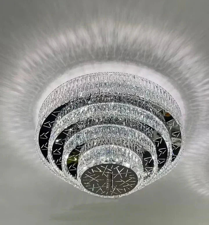 Oversized Modern Creative Flush Mount Round Multi-layers Crystal Pendant Chandelier for Living/Dining Room/Hallway-Kavker-Kavker