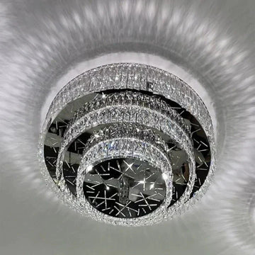 Oversized Modern Creative Flush Mount Round Multi-layers Crystal Pendant Chandelier for Living/Dining Room/Hallway-Kavker-3Layers: D39.4"*H15.7"/33 Lights/42.3kg-Warm Light-Kavker