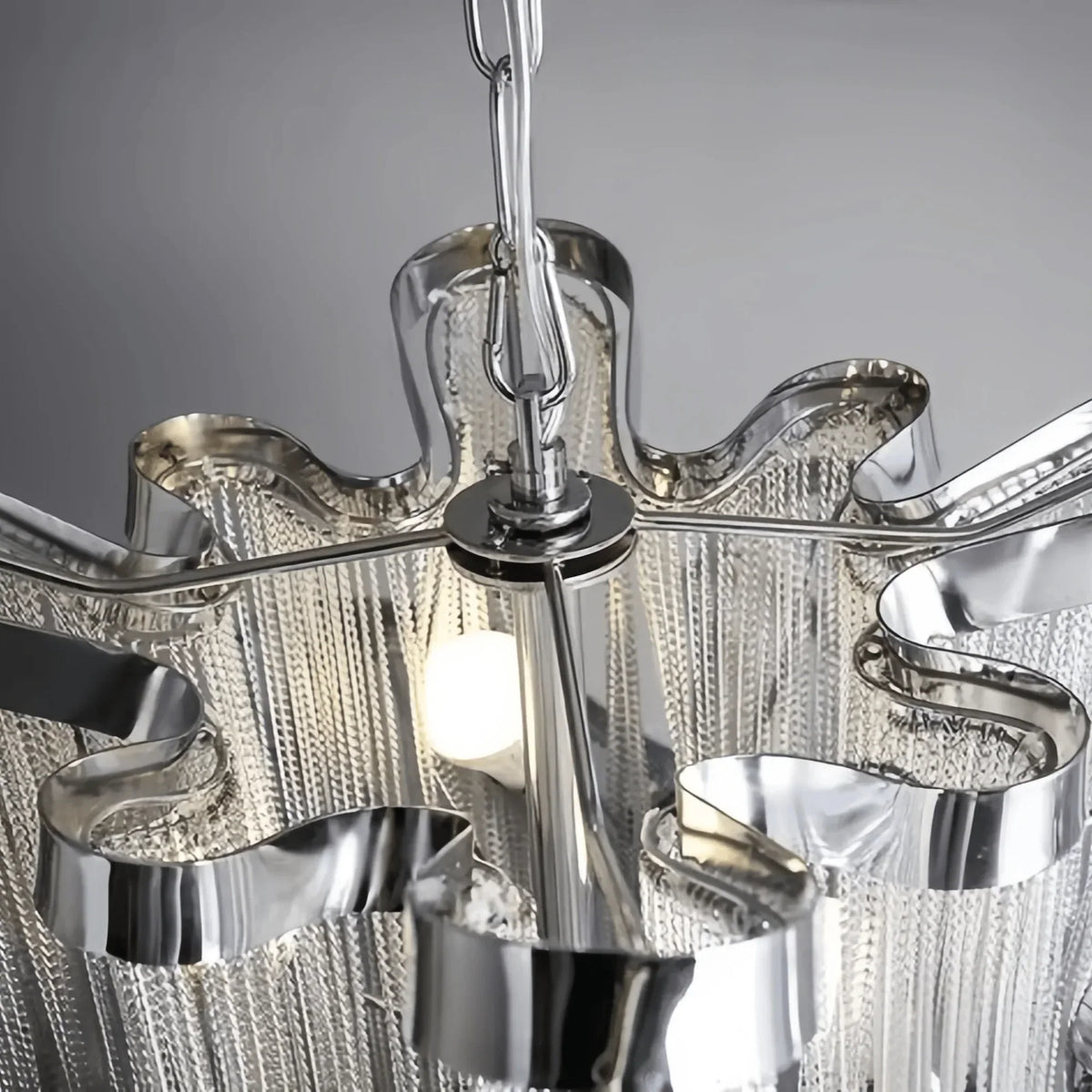 Post - Modern Extra Large Stainless Steel Long Tassel Chandelier - Kavker