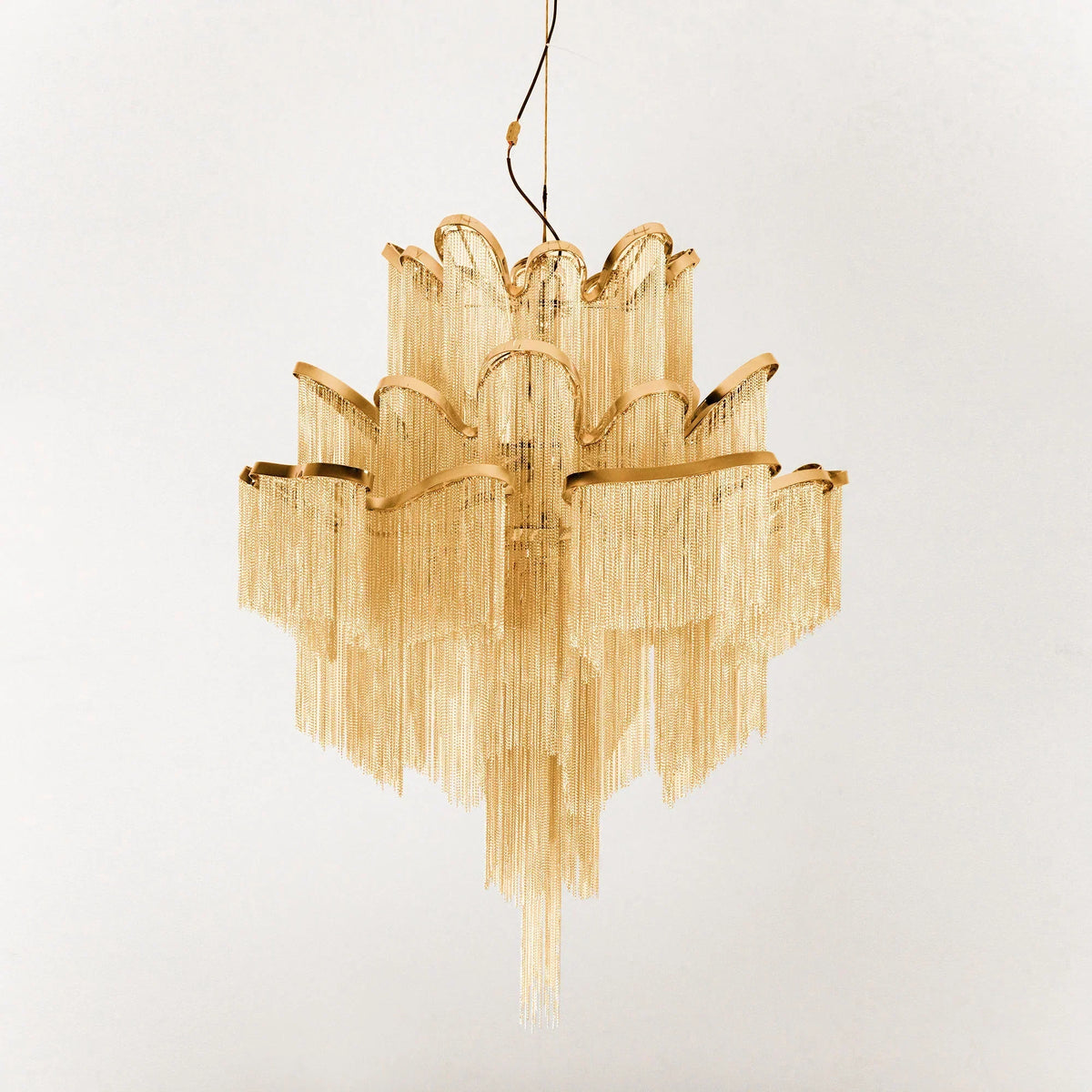 Post-Modern Extra Large Stainless Steel Long Tassel Chandelier