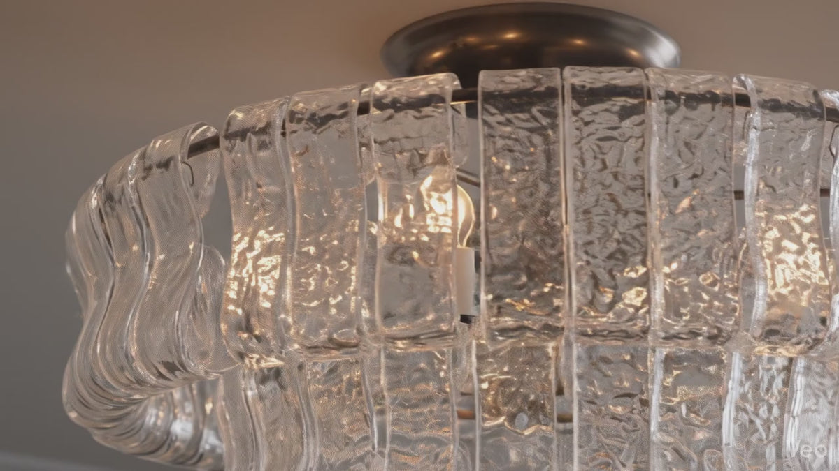 Curved Glass Flush Mount Ceiling Light