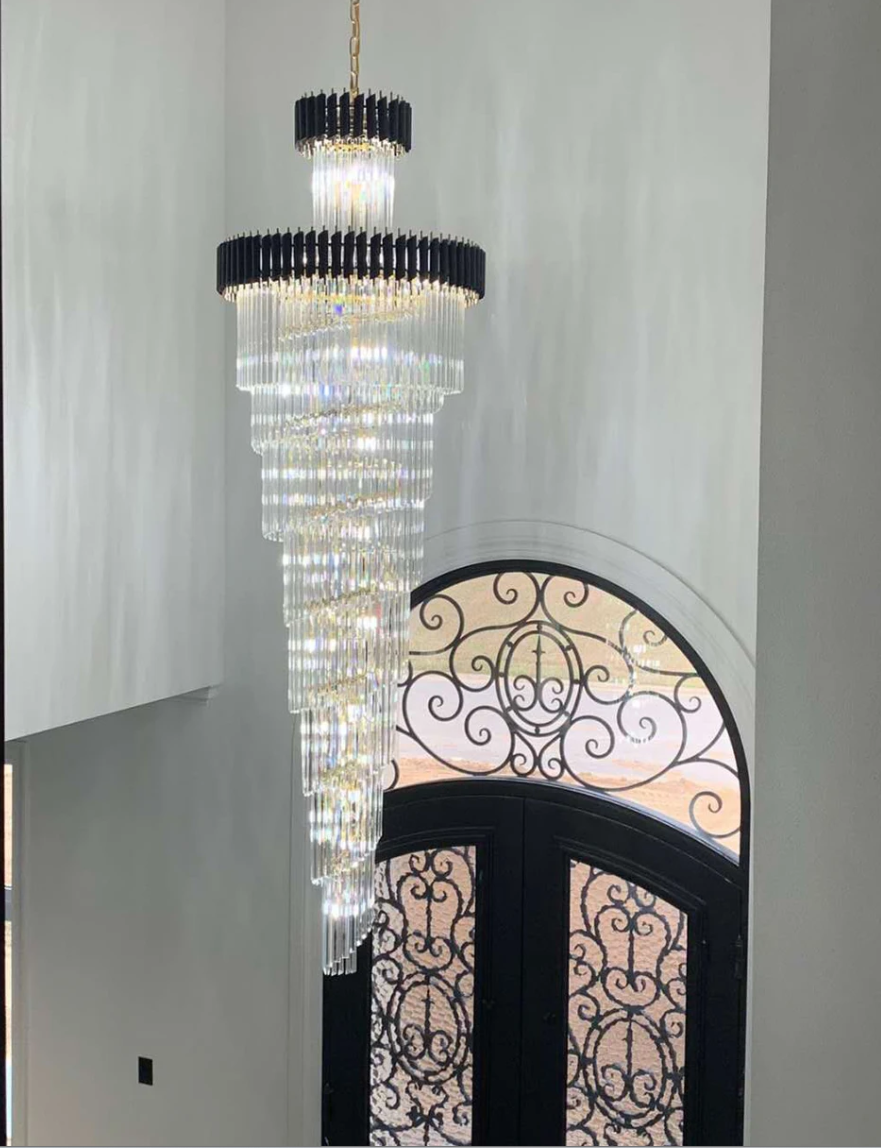 Spiral Crystal Chandelier For Foyer/ Staircase-Chandeliers-Kavker-Kavker