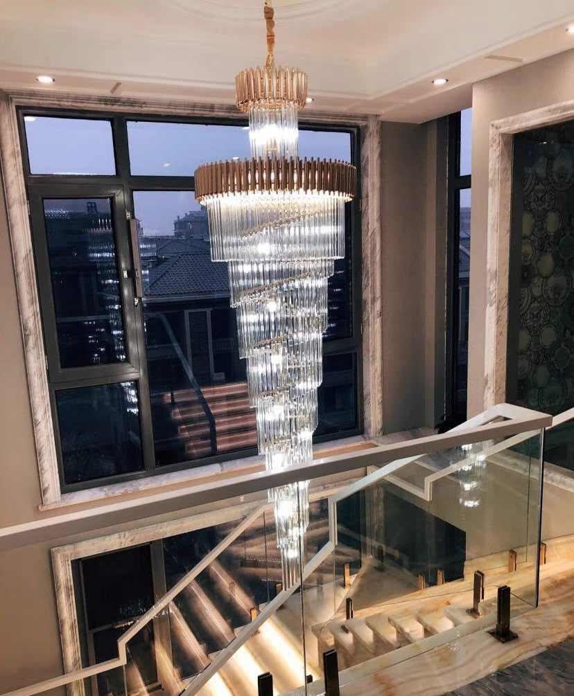 Spiral Crystal Chandelier For Foyer/ Staircase-Chandeliers-Kavker-Kavker