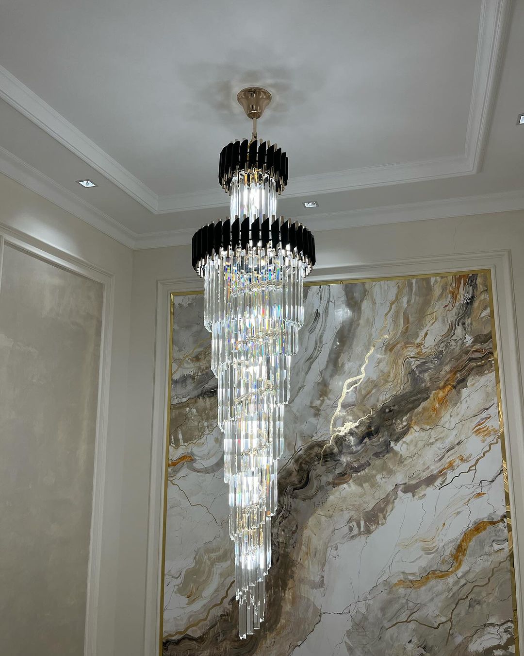 Spiral Crystal Chandelier For Foyer/ Staircase-Chandeliers-Kavker-Kavker
