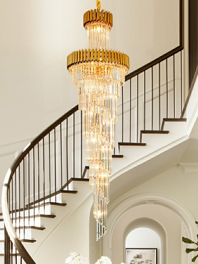Spiral Crystal Chandelier For Foyer/ Staircase-Chandeliers-Kavker-Kavker