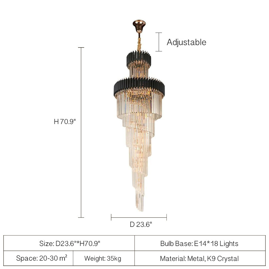 Spiral Crystal Chandelier For Foyer/ Staircase-Chandeliers-Kavker-Kavker