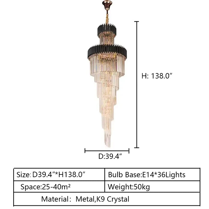 Spiral Crystal Chandelier For Foyer/ Staircase-Chandeliers-Kavker-Kavker