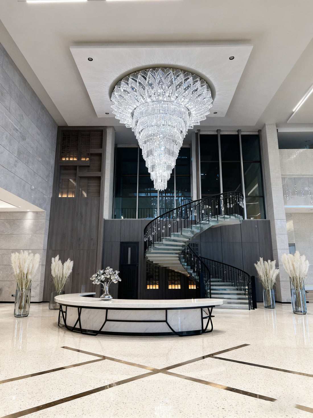72'' Modern Foyer Crystal Chandelier Large Chandeliers for Banquet Hall