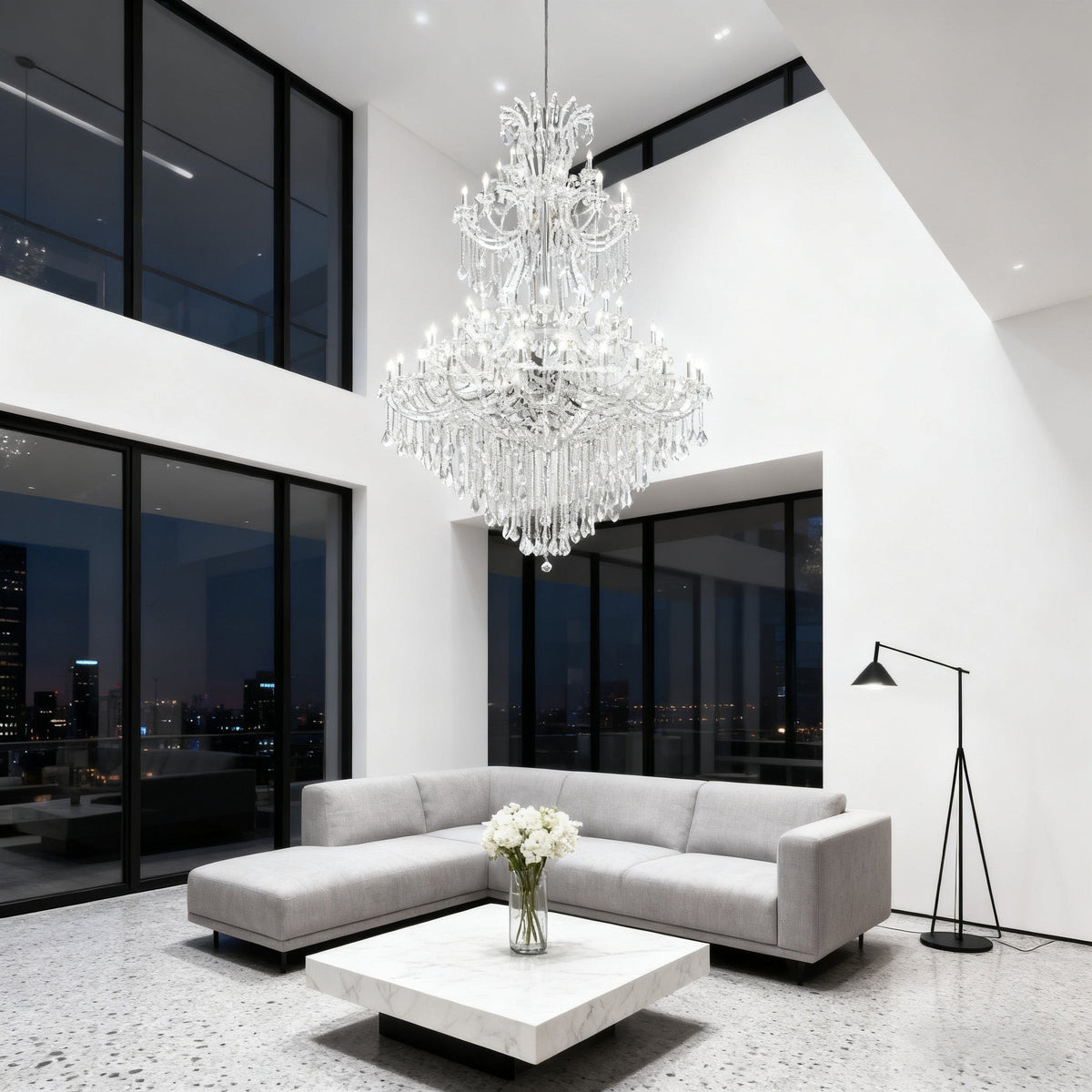 72X96 Inch Extra High Ceiling Chandelier Elegant Large Foyer Crystal Chandelier